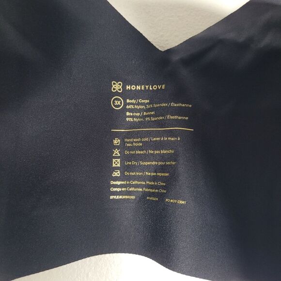 Honeylove Black V-Neck Padded Bra Size 3X Bra Cup Comfort Plus Size - Picture 4 of 4